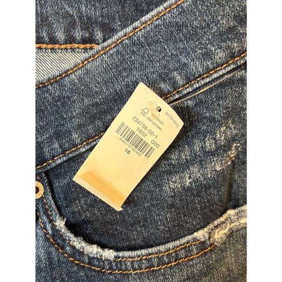 Old Navy Dark Ripped Mid-Rise Boyfriend Blue Jeans Size 16 NWT - Picture 5 of 6